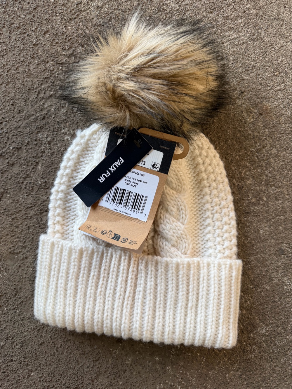 NWT THE NORTH FACE OH MEGA FAUX FUR POM LINED BEANIE